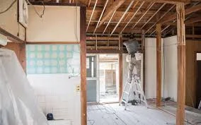 Interior room stripped back for repair work