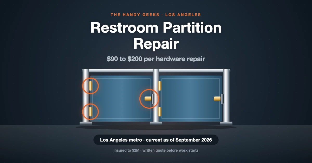 Restroom Partition Repair: $90 to $200 for Hardware Fixes